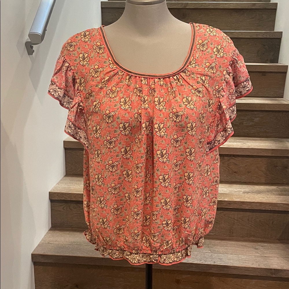 Max Studio Coral Floral Blouse